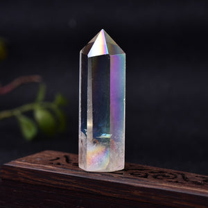 1PC Natural Aura Clear Quartz Crystal Point Wand Healing Stone Energy Quartz Home Decoration Reiki Polished Stone Chakra Tower