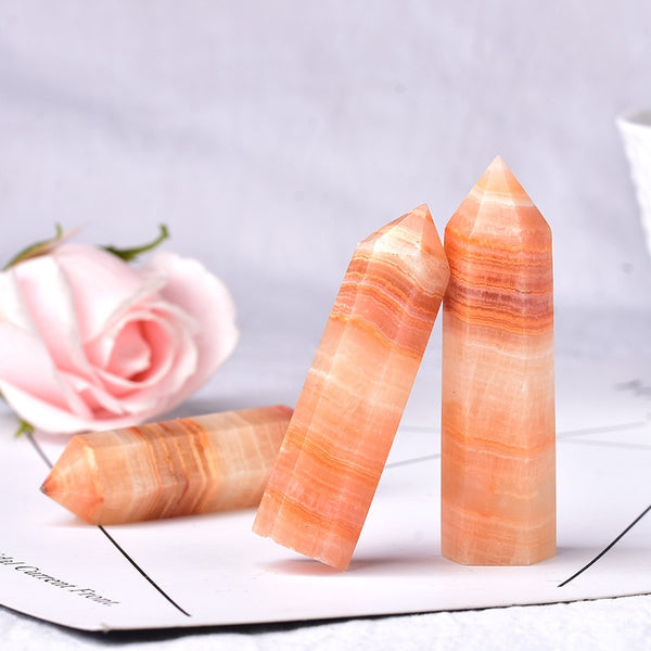 1pc Natural Crystal Point Red Afghan Jade Healing Obelisk Quartz Tower Wand Ornament for Home Decor Reiki Energy Stone Pyramid