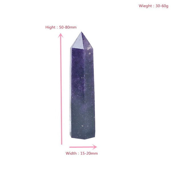 1PC Natural Crystal Point Lapidolite Wand Healing Stone Energy Quartz Home Decoration Reiki Obelisk Polished 50-80mm Tower