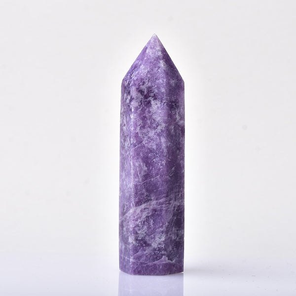 1pc Natural Crystal Point Lapidolite Healing Obelisk Purple Quartz Tower Ornament for Home Decor Reiki Energy Stone Pyramid gift