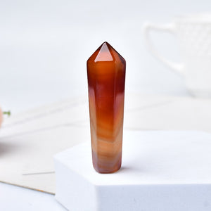 1PC Natural Carnelian Hexagonal Column Sardonyx Crystal Point Red Agate Healing Stone Tower Mineral Crystal Home Decoration