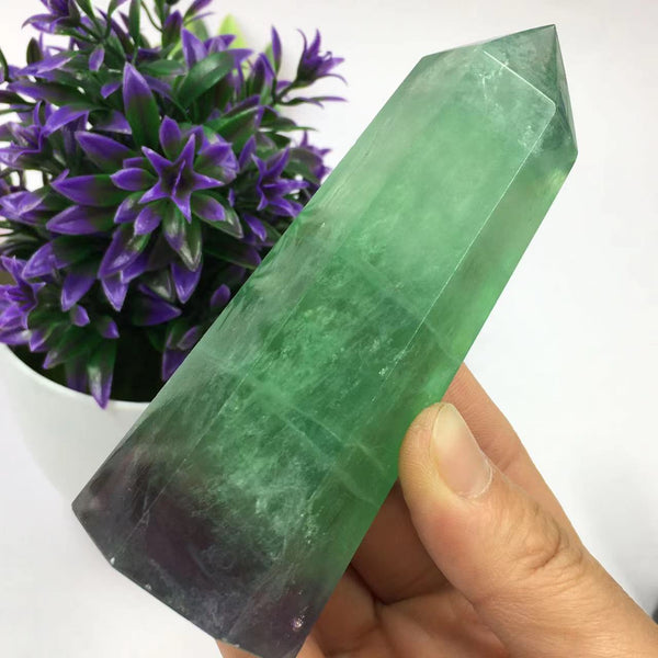 Natural  Green Fluorite Obelisk Wand Point