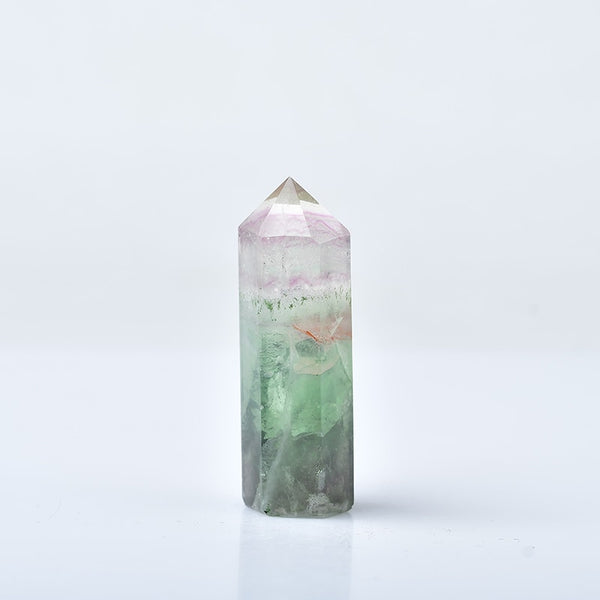 1PC Natural Fluorite Stone Hexagonal Column Cryatal Point Healing Wand Tower Mineral Quartz Home Decoration Stone DIY Gift