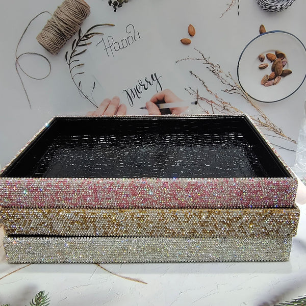 Rhinestone Cosmetic Containers PU Leather Storage