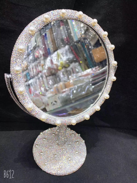 Sparkling Mirrors with Crystal Rhinestones Desk Round Vanity Mirror