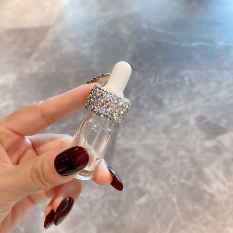 Rhinestone Empty Dropper Bottle 10ml Transparent Glass Dropper Cosmetic Sub-bottle Wholesale Essential Oil Bottle Cosmetic Jar