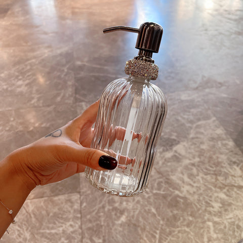 400ml Empty Bottle Shampoo Shower Gel Glass Container Diamond White Bottling Liquid Soap Dispenser Hand Sanitizer Jar with Lid