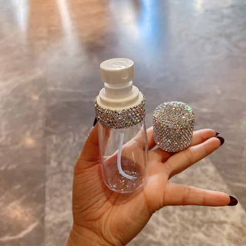 Diamond-studded Spray Bottle Cosmetic Moisturizing Lotion Container Push-type Travel Sub-bottling Transparent Perfume Atomizer