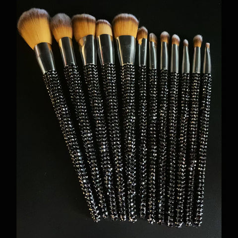 12-Piece Shiny Diamond Makeup Brush Set Professional Makeup Foundation Blush Concealer Eyeshadow Brush Accessories Beauty Tools